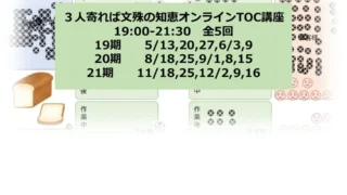 第19期募集中｜3人寄れば文殊の知恵オンラインTOC講座(5月〜)